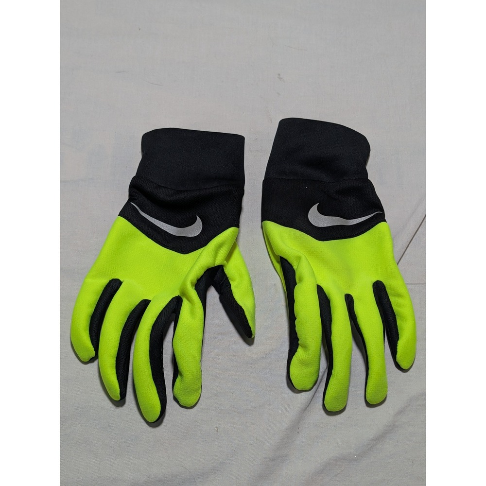 Nike Running Gloves Black Neon Yellow Reflective Swoosh Just Do It Mens Womens